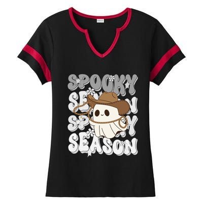 Funny Saying Spooky Season Halloween Western Gift Ladies Halftime Notch Neck Tee