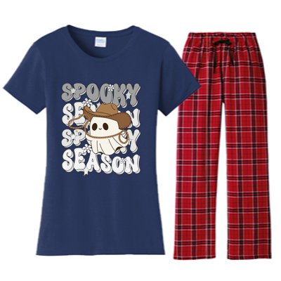 Funny Saying Spooky Season Halloween Western Gift Women's Flannel Pajama Set