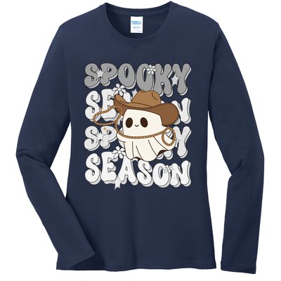 Funny Saying Spooky Season Halloween Western Gift Ladies Long Sleeve Shirt