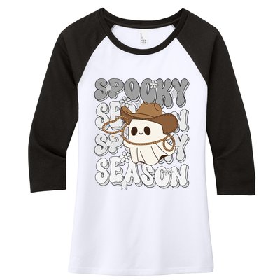 Funny Saying Spooky Season Halloween Western Gift Women's Tri-Blend 3/4-Sleeve Raglan Shirt