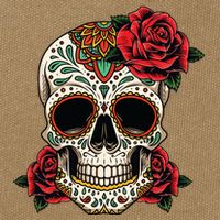 Floral Sugar Skull Day Of Dead Dia De Los Muertos Cotton Canvas Backpack