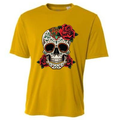 Floral Sugar Skull Day Of Dead Dia De Los Muertos Cooling Performance Crew T-Shirt