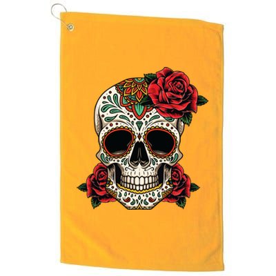 Floral Sugar Skull Day Of Dead Dia De Los Muertos Platinum Collection Golf Towel