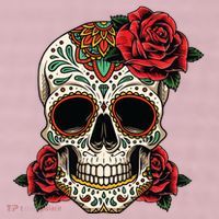Floral Sugar Skull Day Of Dead Dia De Los Muertos 25L Jumbo Tote