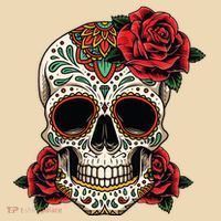 Floral Sugar Skull Day Of Dead Dia De Los Muertos Drawstring Bag
