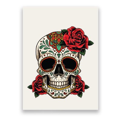 Floral Sugar Skull Day Of Dead Dia De Los Muertos Poster