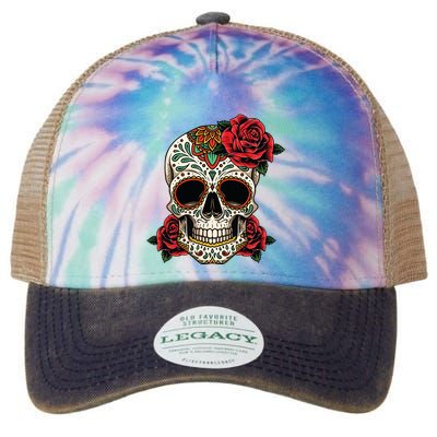 Floral Sugar Skull Day Of Dead Dia De Los Muertos Legacy Tie Dye Trucker Hat
