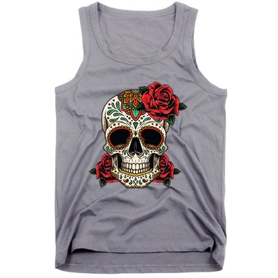 Floral Sugar Skull Day Of Dead Dia De Los Muertos Tank Top