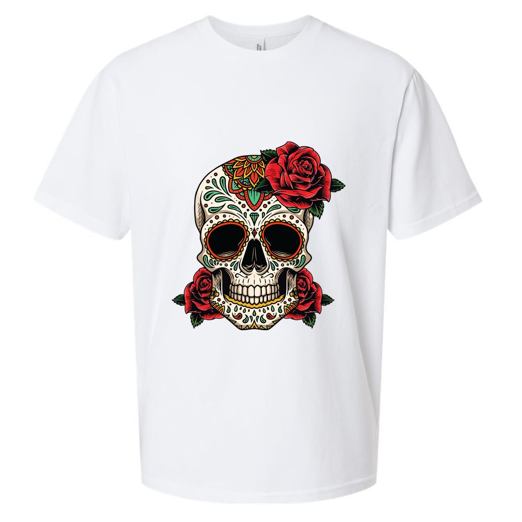 Floral Sugar Skull Day Of Dead Dia De Los Muertos Sueded Cloud Jersey T-Shirt