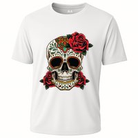 Floral Sugar Skull Day Of Dead Dia De Los Muertos Cooling Performance Crew T-Shirt
