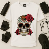 Floral Sugar Skull Day Of Dead Dia De Los Muertos Cooling Performance Crew T-Shirt