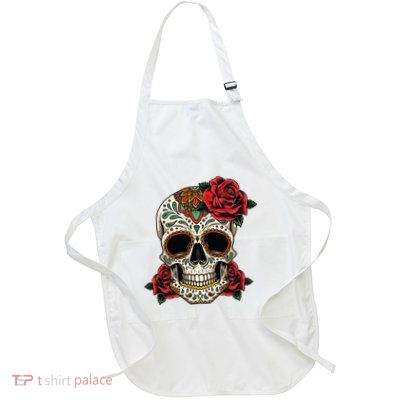 Floral Sugar Skull Day Of Dead Dia De Los Muertos Apron