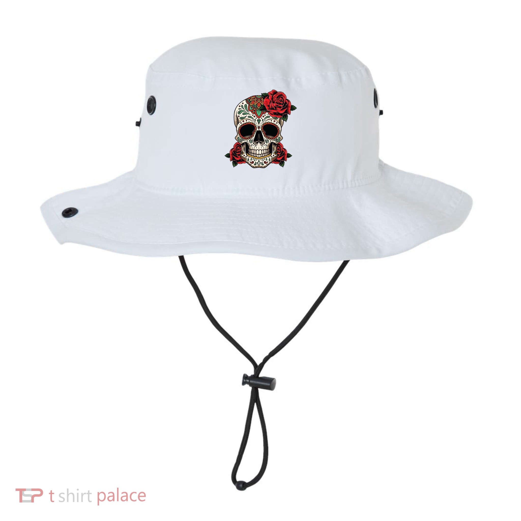 Floral Sugar Skull Day Of Dead Dia De Los Muertos Bucket Hat