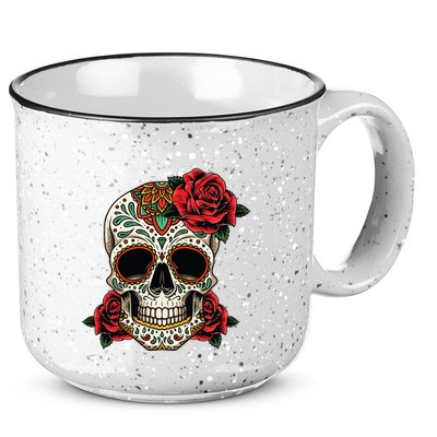 Floral Sugar Skull Day Of Dead Dia De Los Muertos 15oz Campfire Ceramic Mug