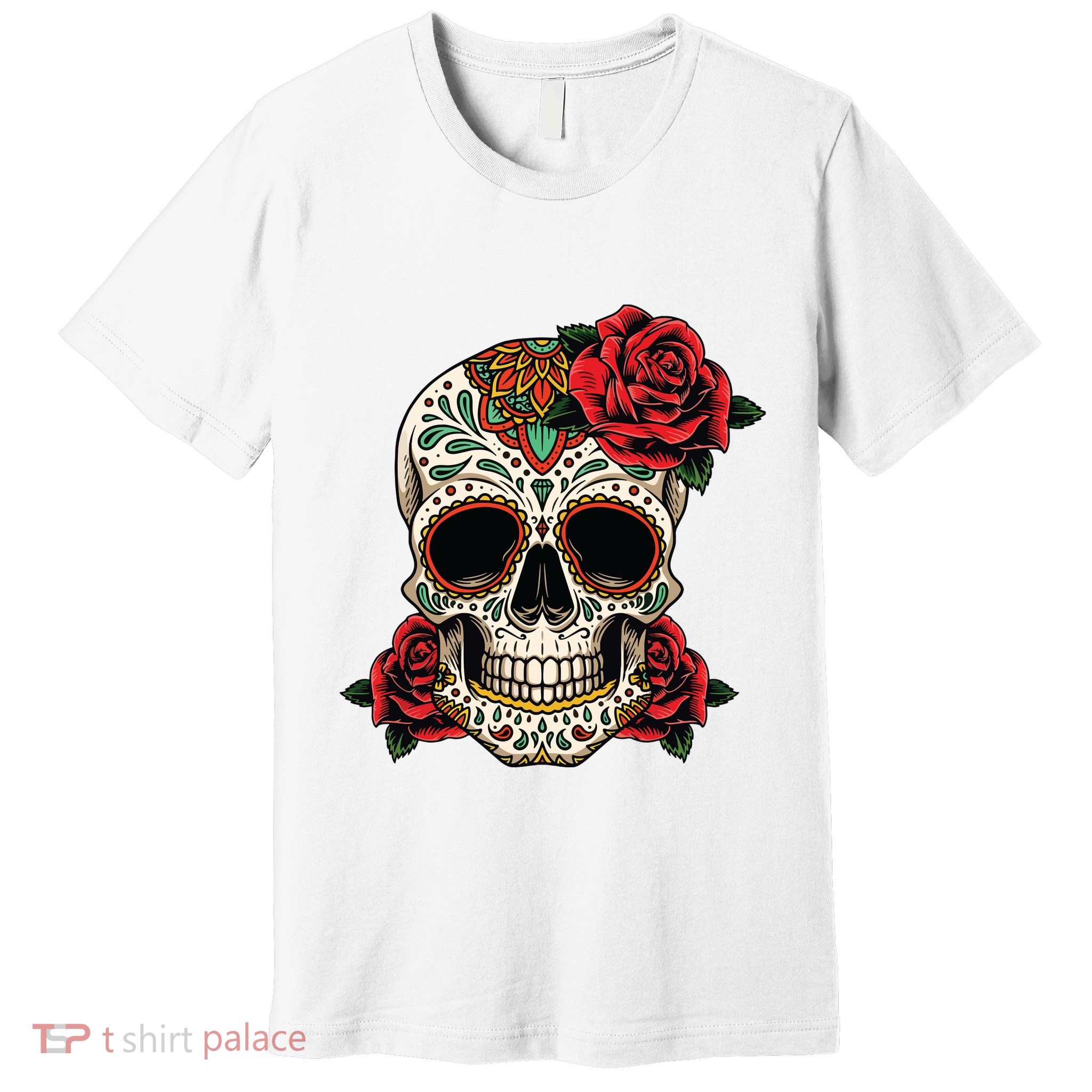 Floral Sugar Skull Day Of Dead Dia De Los Muertos Premium T-Shirt
