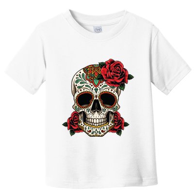 Floral Sugar Skull Day Of Dead Dia De Los Muertos Toddler T-Shirt