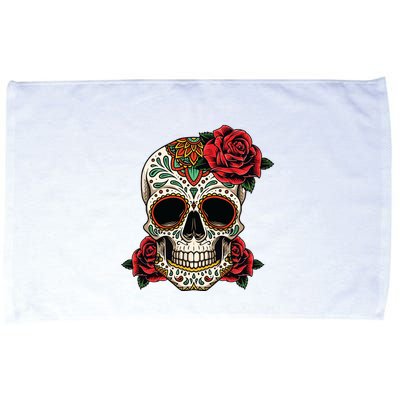 Floral Sugar Skull Day Of Dead Dia De Los Muertos Microfiber Hand Towel