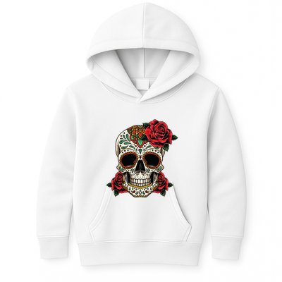 Floral Sugar Skull Day Of Dead Dia De Los Muertos Kids Hoodie
