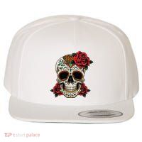 Floral Sugar Skull Day Of Dead Dia De Los Muertos Wool Snapback Cap