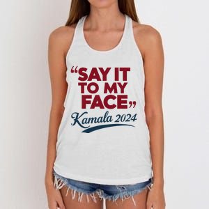 Funny Saying Say It To My Face Harris Presidential 2024 Women's Knotted Racerback Tank