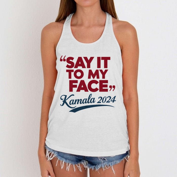 Funny Saying Say It To My Face Harris Presidential 2024 Women's Knotted Racerback Tank