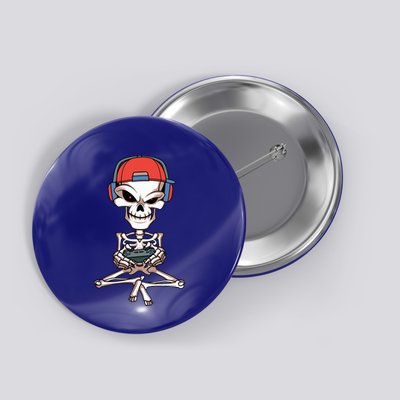 Funny Skeleton Skull Video Gamer Halloween Button