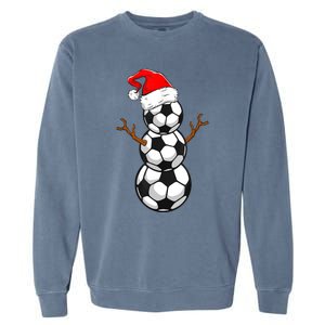 Funny Soccer Snow Boys Soccer Christmas Pajama Xmas Gift Garment-Dyed Sweatshirt