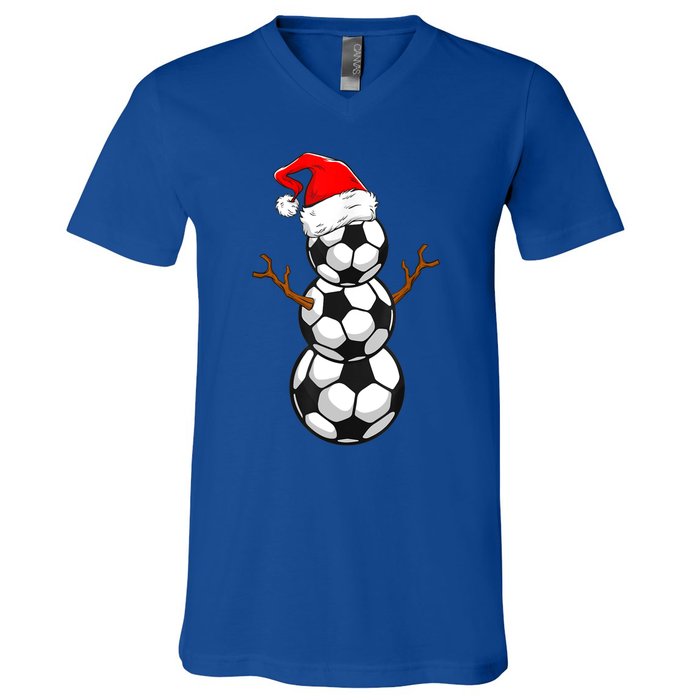 Funny Soccer Snow Boys Soccer Christmas Pajama Xmas Gift V-Neck T-Shirt