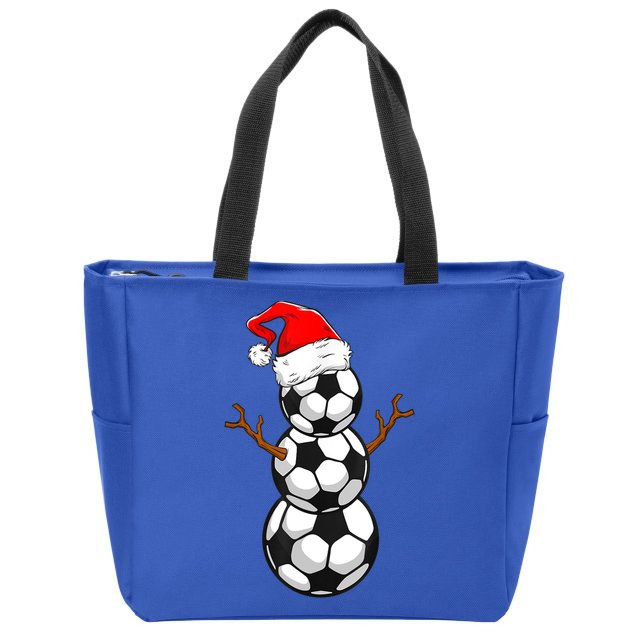Funny Soccer Snow Boys Soccer Christmas Pajama Xmas Gift Zip Tote Bag