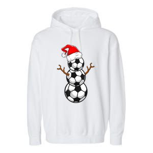 Funny Soccer Snow Boys Soccer Christmas Pajama Xmas Gift Garment-Dyed Fleece Hoodie