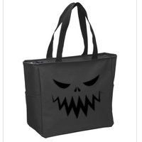Funny Scary Smiling Face Custom Halloween Gift Zip Tote Bag