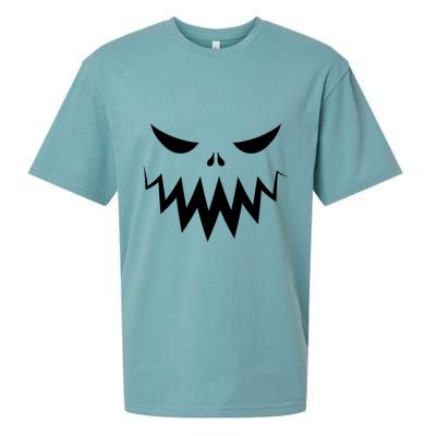 Funny Scary Smiling Face Custom Halloween Gift Sueded Cloud Jersey T-Shirt