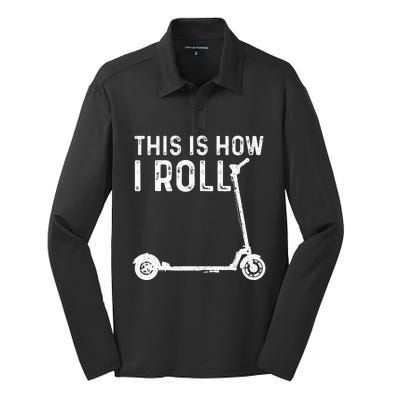 Funny Stunt Scooters Art For Women Best Rider Enthusiast Silk Touch Performance Long Sleeve Polo