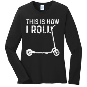 Funny Stunt Scooters Art For Women Best Rider Enthusiast Ladies Long Sleeve Shirt