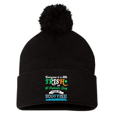 Funny Scottish St Patricks Day Scotland St Pattys Day Pom Pom 12in Knit Beanie