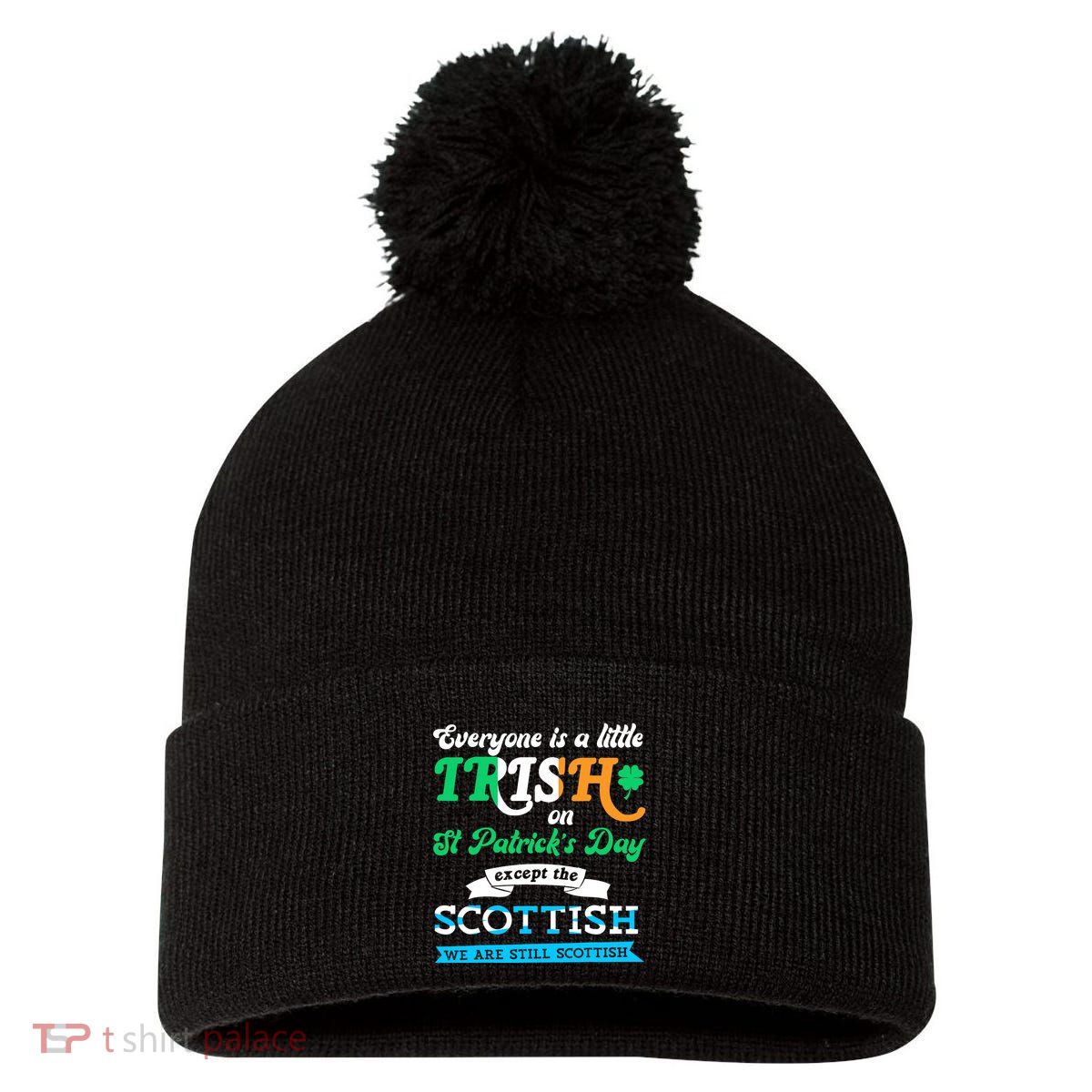 Funny Scottish St Patricks Day Scotland St Pattys Day Pom Pom 12in Knit Beanie