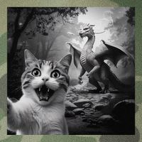 Funny Surprised Scared Cat Selfie With Dragon Legacy Tie Dye Trucker Hat