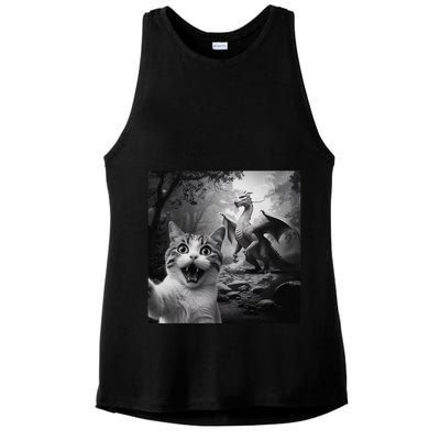 Funny Surprised Scared Cat Selfie With Dragon Ladies PosiCharge Tri-Blend Wicking Tank