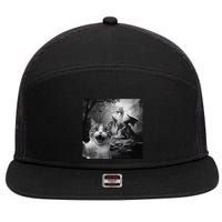 Funny Surprised Scared Cat Selfie With Dragon 7 Panel Mesh Trucker Snapback Hat
