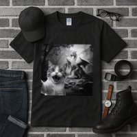 Funny Surprised Scared Cat Selfie With Dragon Tall T-Shirt