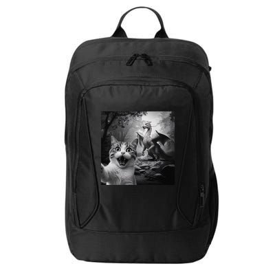 Funny Surprised Scared Cat Selfie With Dragon City Backpack