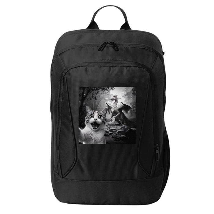 Funny Surprised Scared Cat Selfie With Dragon City Backpack