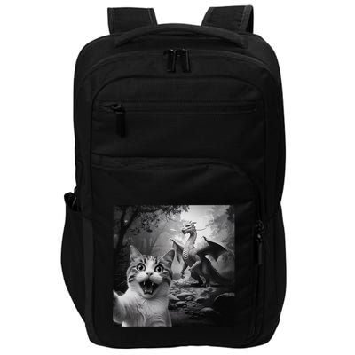 Funny Surprised Scared Cat Selfie With Dragon Impact Tech Backpack