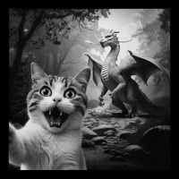 Funny Surprised Scared Cat Selfie With Dragon Impact Tech Backpack