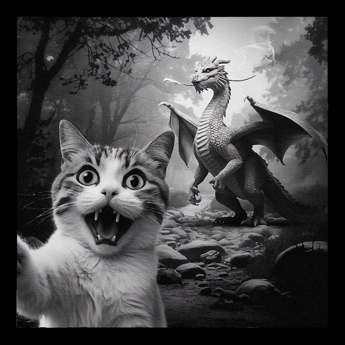 Funny Surprised Scared Cat Selfie With Dragon Impact Tech Backpack