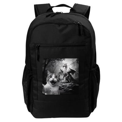 Funny Surprised Scared Cat Selfie With Dragon Backpack