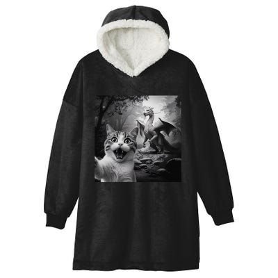 Funny Surprised Scared Cat Selfie With Dragon Hooded Wearable Blanket