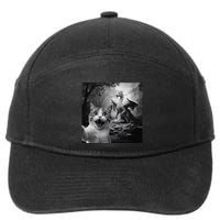 Funny Surprised Scared Cat Selfie With Dragon 7-Panel Snapback Hat