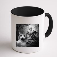 Funny Surprised Scared Cat Selfie With Dragon Mug