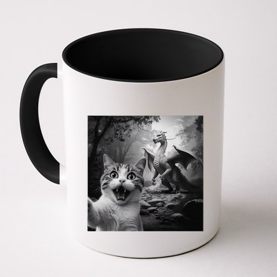Funny Surprised Scared Cat Selfie With Dragon Mug